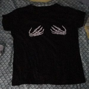 Skelton hand t shirt